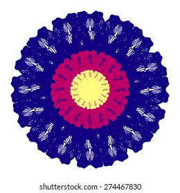 Circle abstract object. Blue star round design element.