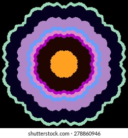 Circle abstract object. Colorful star round design element.