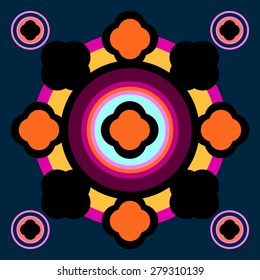 Circle abstract object. Colorful star round design element.