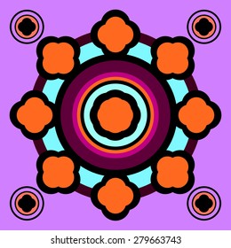 Circle abstract object. Colorful star round design element.