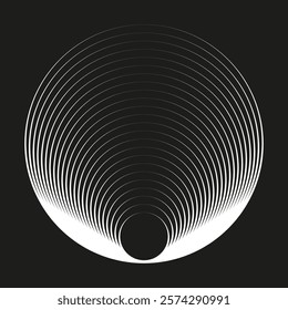 Circle abstract pattern. Black and white texture. Geometric artistic design. Vector symmetrical element.