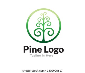 circle Abstract pine logo design inspiration