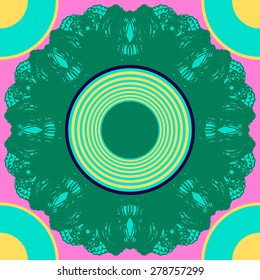 Circle abstract seamless pattern. Colorful star round design elements.