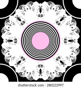 Circle abstract seamless pattern. Colorful star round design elements.