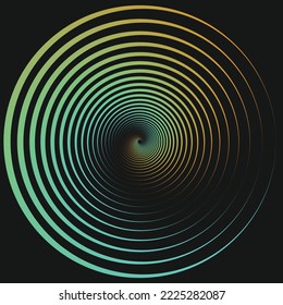 Fondo de espiral abstracto de círculo con líneas y fondo negro de color brillante