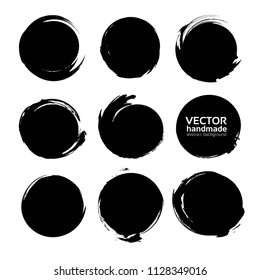Circle abstract strokes of black paint isolated on a white background