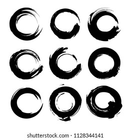 Circle abstract strokes of thick paint isolated on a white background