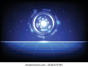 Circle abstract technology futuristic illustraton design. Concept of tech connect communication network, innovation intrface, science and cyberspace graphic glow element, engineering system high tech.