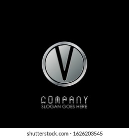 Circle Abstract Technology Initial  Letter V logo design concept.