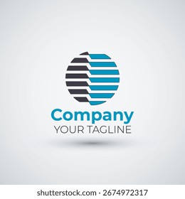 circle abstract wave logo with blue color