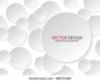 Circle abstract  white and gray  background with drop shadows.
