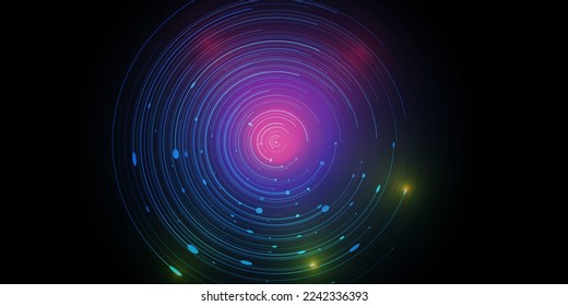  Circle abstraction. Beautiful neon light.
