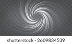 Circle air rotation effect. Top view on round tornado. Portal vortex. Fresh wind flow. Cyclone rotation. Smoke whirlpool. Vector illustration