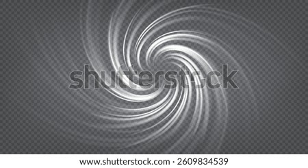 Circle air rotation effect. Top view on round tornado. Portal vortex. Fresh wind flow. Cyclone rotation. Smoke whirlpool. Vector illustration
