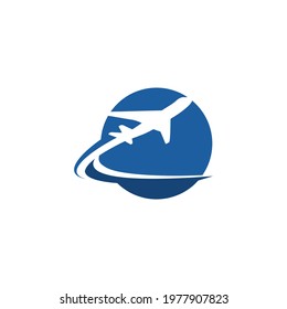 circle airplane icon logo vector