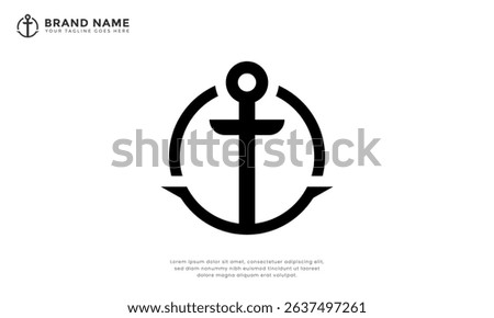 Circle Anchor Logo. Classic anchor emblem with a circle. Nautical or maritime logo icon for boat, ship, or sea related business. 