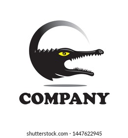 Circle angry crocodile logo design inspiration