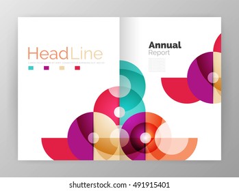 Circle annual report templates, business flyers. Vector abstract backgrounds