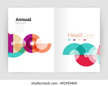 Circle annual report templates, business flyers. Vector abstract backgrounds