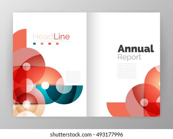 Circle annual report templates, business flyers. Vector abstract backgrounds