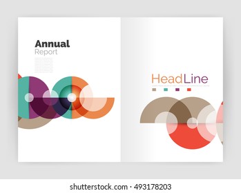 Circle annual report templates, business flyers. Vector abstract backgrounds