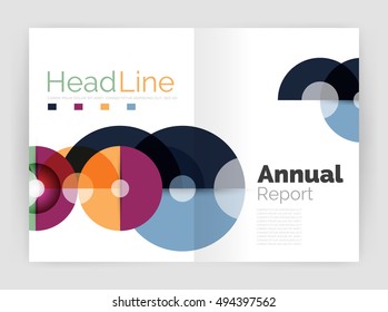 Circle annual report templates, business flyers. Vector abstract backgrounds