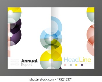 Circle annual report templates, business flyers. Vector abstract backgrounds