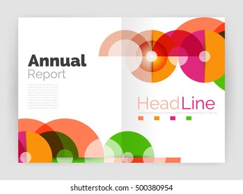 Circle annual report templates, business flyers. Vector abstract backgrounds