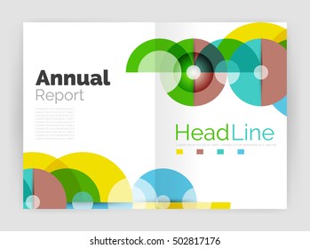 Circle annual report templates, business flyers. Vector abstract backgrounds
