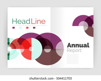 Circle annual report templates, business flyers. Vector abstract backgrounds