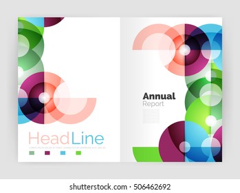 Circle annual report templates, business flyers. Vector abstract backgrounds