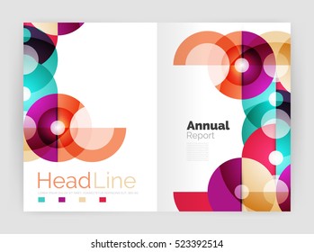 Circle annual report templates, business flyers. Vector abstract backgrounds
