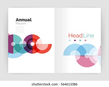 Circle annual report templates, business flyers. Vector abstract backgrounds