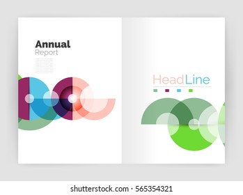 Circle annual report templates, business flyers. Vector abstract backgrounds