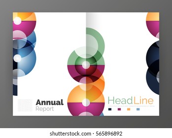 Circle annual report templates, business flyers. Vector abstract backgrounds