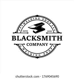 Circle Anvil Black smith vintage blanco negro símbolo de diseño