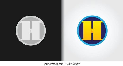 circle app letter h logo set idea template vector