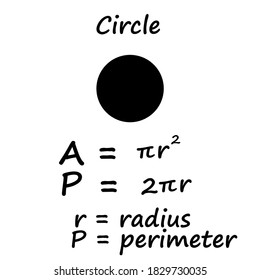 Circle area formula mathematical formula on white paper background