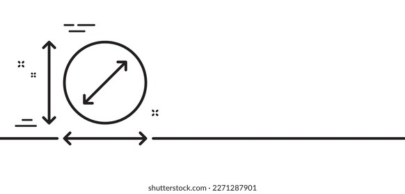 Circle area line icon. Territory dimension sign. Round lap measurement symbol. Minimal line illustration background. Circle area line icon pattern banner. White web template concept. Vector