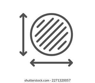 Circle area line icon. Territory dimension sign. Round lap measurement symbol. Quality design element. Linear style circle area icon. Editable stroke. Vector