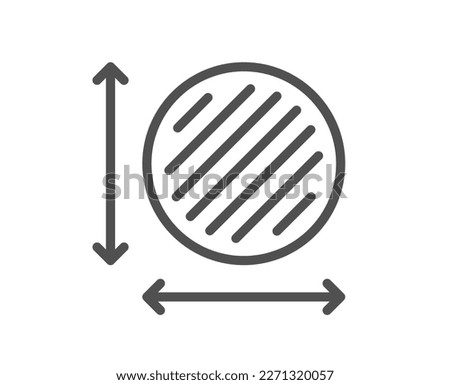 Circle area line icon. Territory dimension sign. Round lap measurement symbol. Quality design element. Linear style circle area icon. Editable stroke. Vector