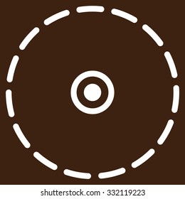 Circle Area vector icon. Style is flat symbol, white color, rounded angles, brown background.