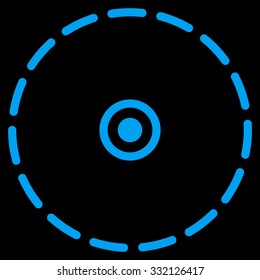 Circle Area vector icon. Style is flat symbol, blue color, rounded angles, black background.