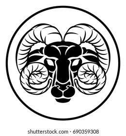 Circle Aries ram horoscope astrology zodiac sign icon