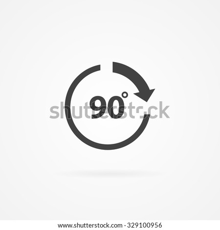 Circle with arrow and 90 degree text inside.