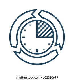 Circle Arrow around Clock with Period vector icon in meaning Schedule Data Refresh