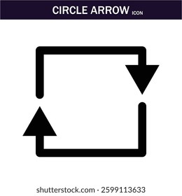 CIRCLE Arrow black icon .circle arrows. circular arrow icon, refresh, reload. Set of circle arrows rotating on white background. Editable stroke. Vector illustration, EPS 10.