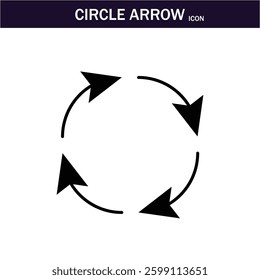 CIRCLE Arrow black icon .circle arrows. circular arrow icon, refresh, reload. Set of circle arrows rotating on white background. Editable stroke. Vector illustration, EPS 10.