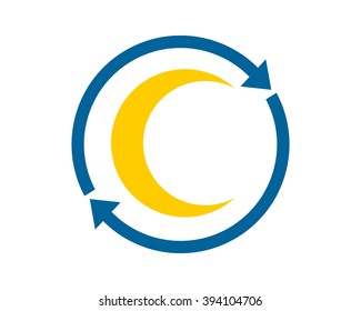 circle arrow crescent moon image icon