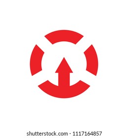 circle with arrow up geometric design logo vector